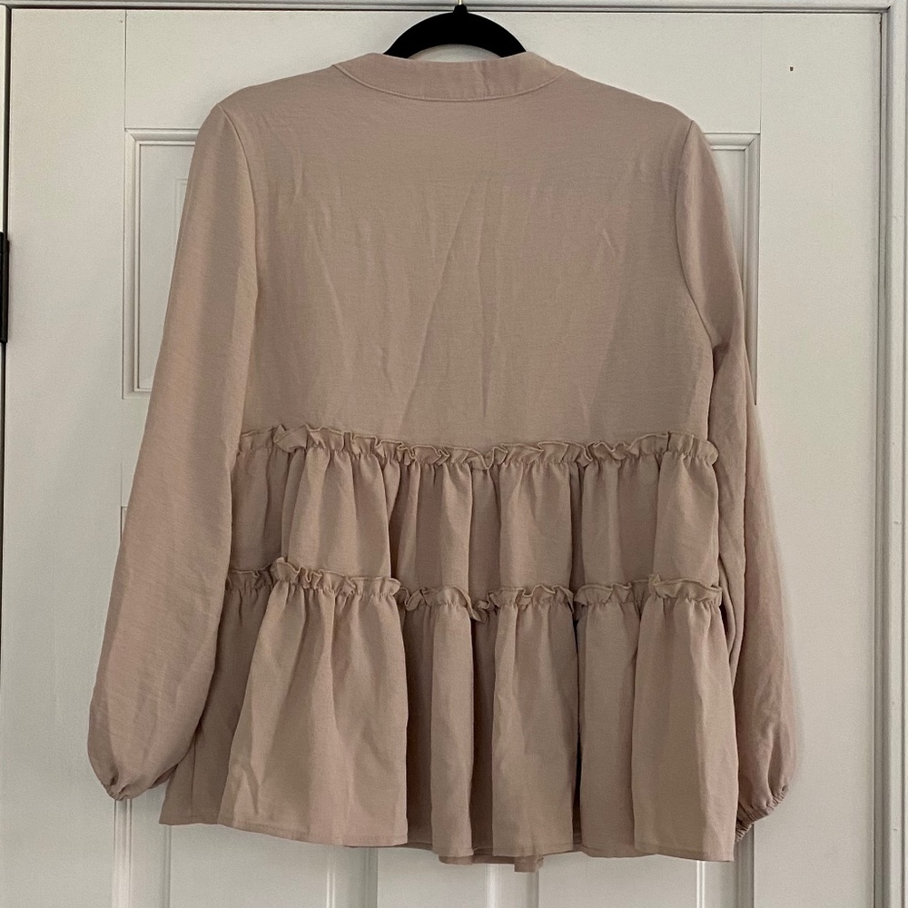 Maurices Tan Ruffle Blouse - Picture 2 of 2